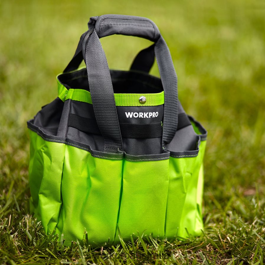 WORKPRO Garden Tool Bag Garden Tote Storage Bag with 8 Pockets Home Organizer for Indoor and Outdoor Gardening D4R0VT256 Storage Pink/Green