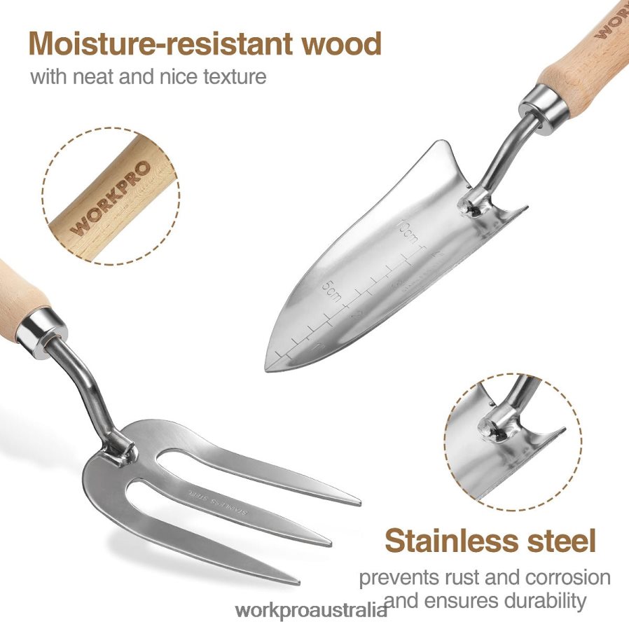 WORKPRO Garden Tools 7 Pcs Set Stainless Steel Heavy Duty Gardening Tools D4R0VT252 Tool Pink