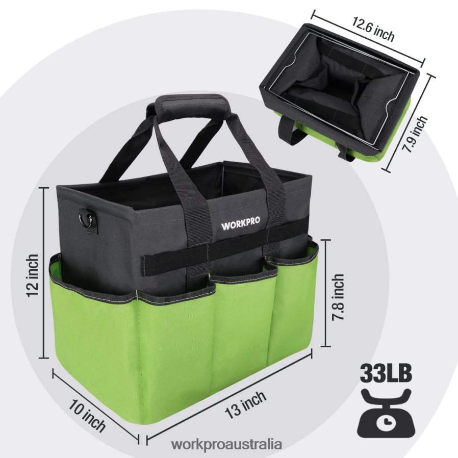 WORKPRO Heavy Duty Standable Garden Tote Bag with 10 Pockets and Long Adjustable Shoulder Strap D4R0VT281 Tool Helpful