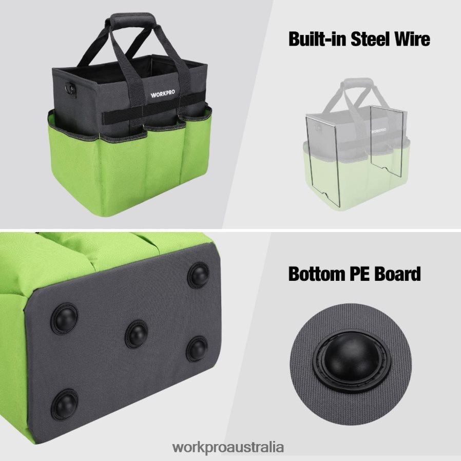 WORKPRO Heavy Duty Standable Garden Tote Bag with 10 Pockets and Long Adjustable Shoulder Strap D4R0VT281 Tool Helpful