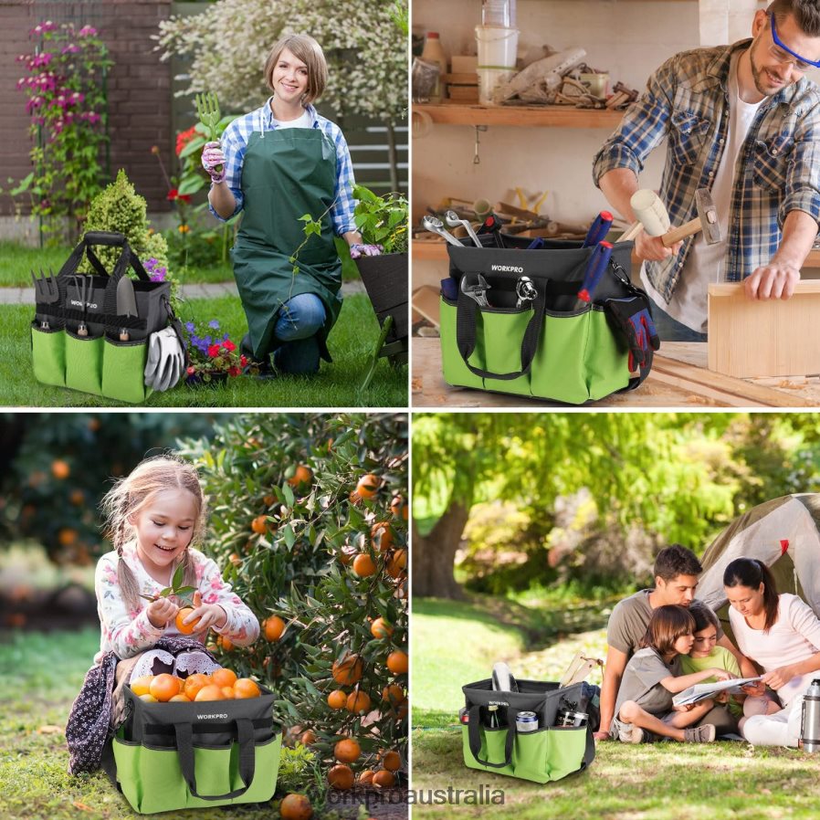 WORKPRO Heavy Duty Standable Garden Tote Bag with 10 Pockets and Long Adjustable Shoulder Strap D4R0VT281 Tool Helpful