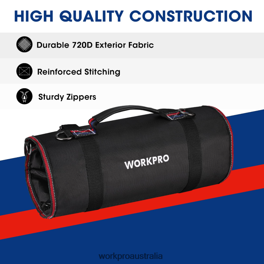 WORKPRO Heavy Duty Tool Roll Up Bag Organizer with 6 Pockets and Detachable Tool Pouches D4R0VT32 Storage New