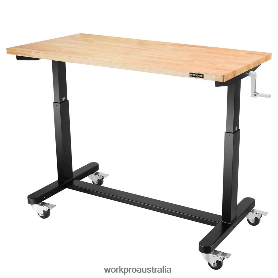 WORKPRO Height Adjustable Work Table with Crank Handle with Casters and Leveling Feet 500 Lbs Load Capacity D4R0VT3 Storage Useful