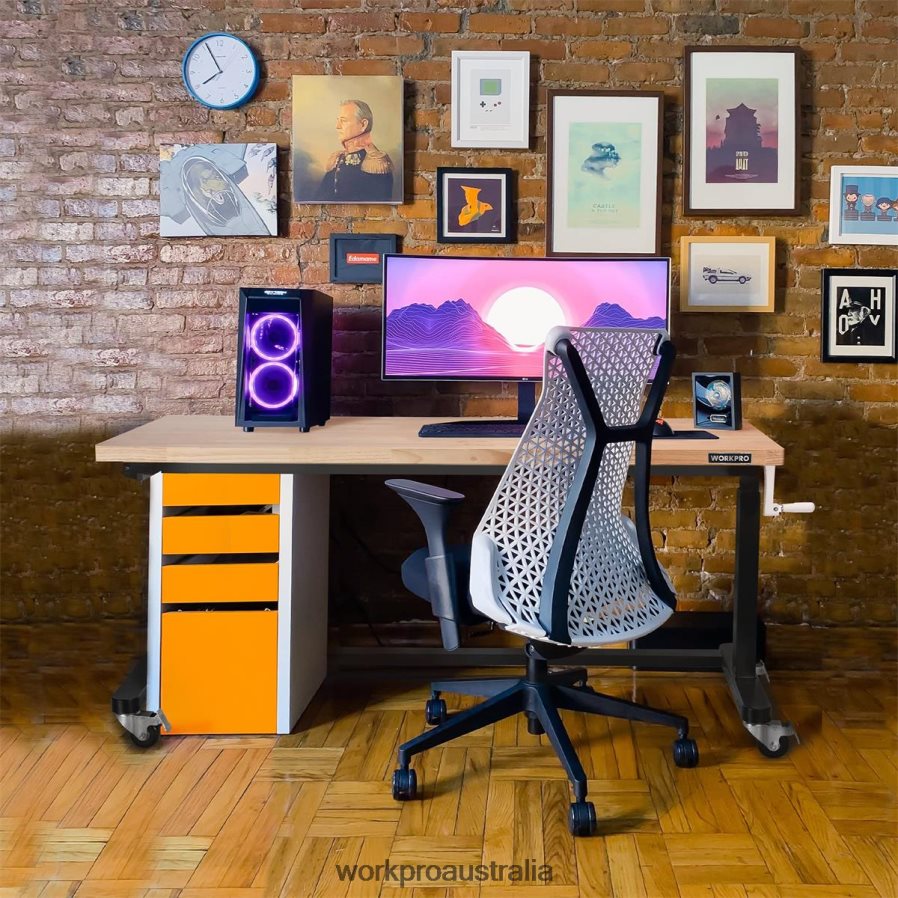 WORKPRO Height Adjustable Work Table with Crank Handle with Casters and Leveling Feet 500 Lbs Load Capacity D4R0VT3 Storage Useful