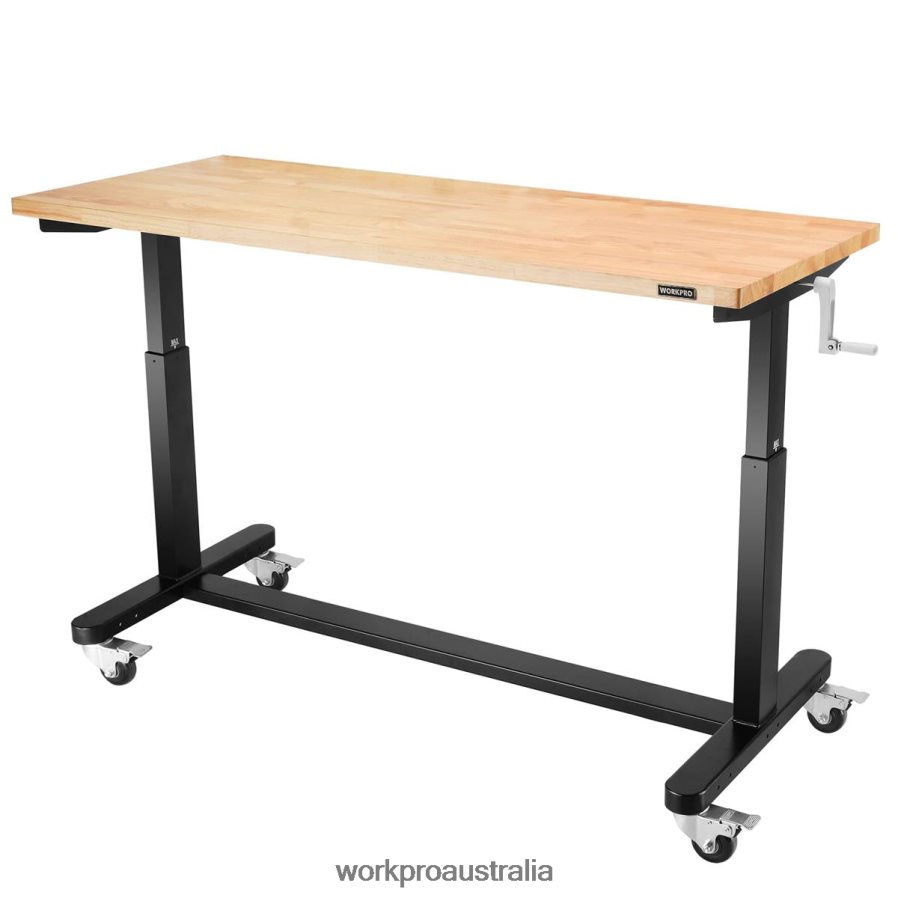 WORKPRO Height Adjustable Work Table with Crank Handle with Casters and Leveling Feet 500 Lbs Load Capacity D4R0VT3 Storage Useful