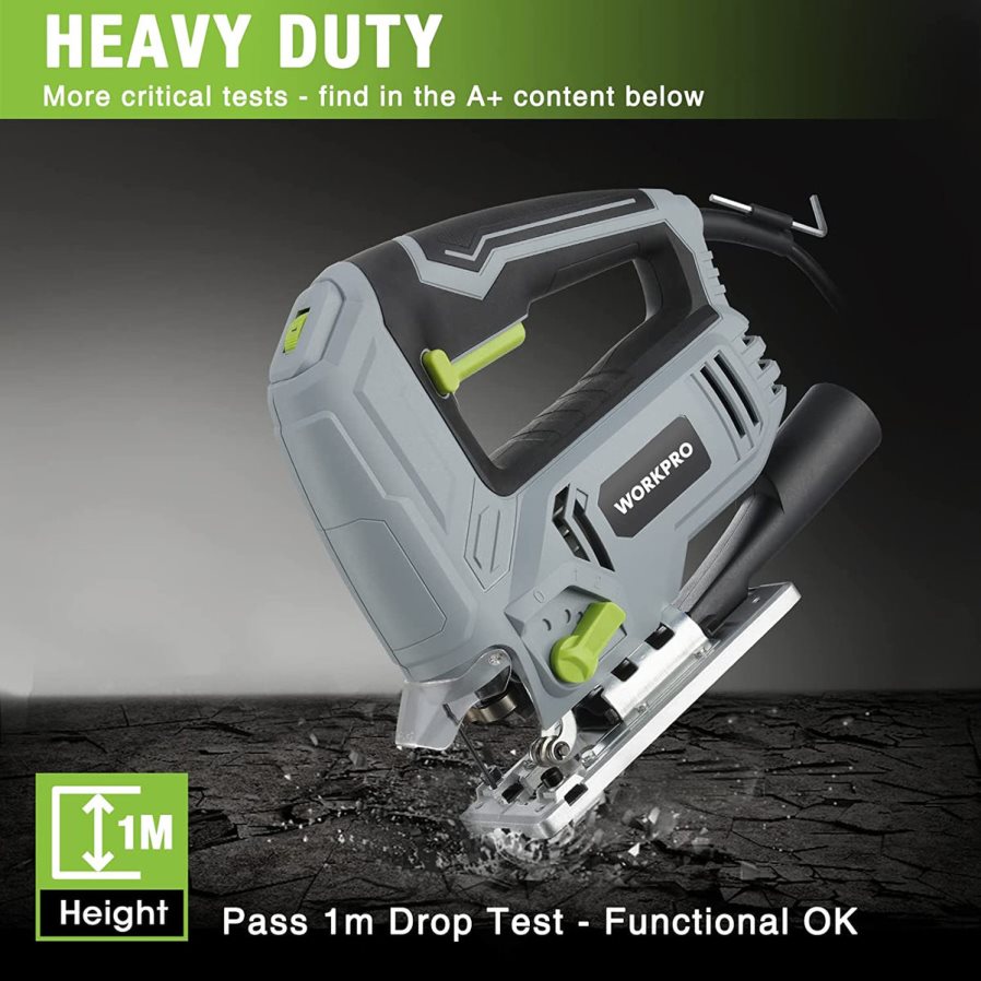 WORKPRO Jig Saw 5 AMP 3000 SPM Jigsaw Tool Corded Electric Power Cutter for Wood Metal and Plastic Cutting 7 Blades D4R0VT242 Tool Morden