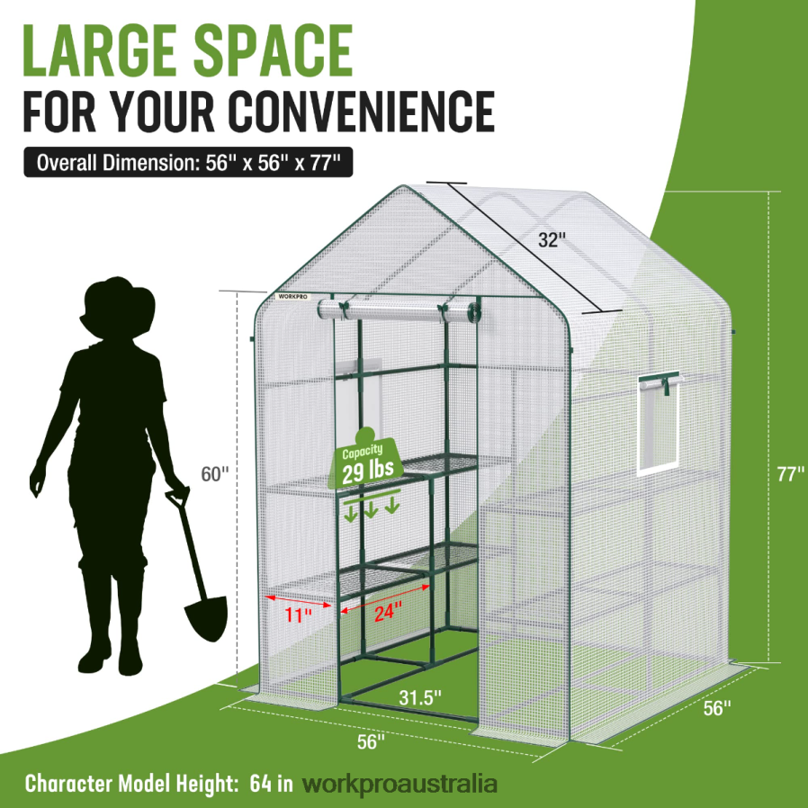 WORKPRO Large 3 Tier 8 ShelvesOutdoor Portable Walk-in Gardening Greenhouse D4R0VT290 Tool Useful