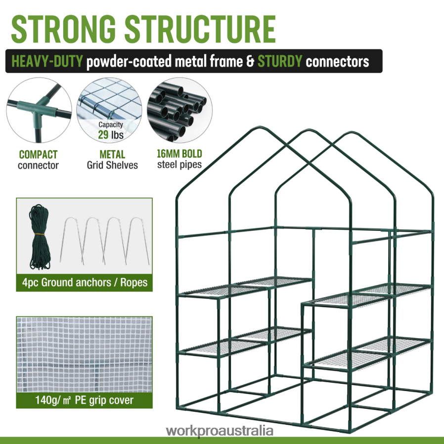 WORKPRO Large 3 Tier 8 ShelvesOutdoor Portable Walk-in Gardening Greenhouse D4R0VT290 Tool Useful