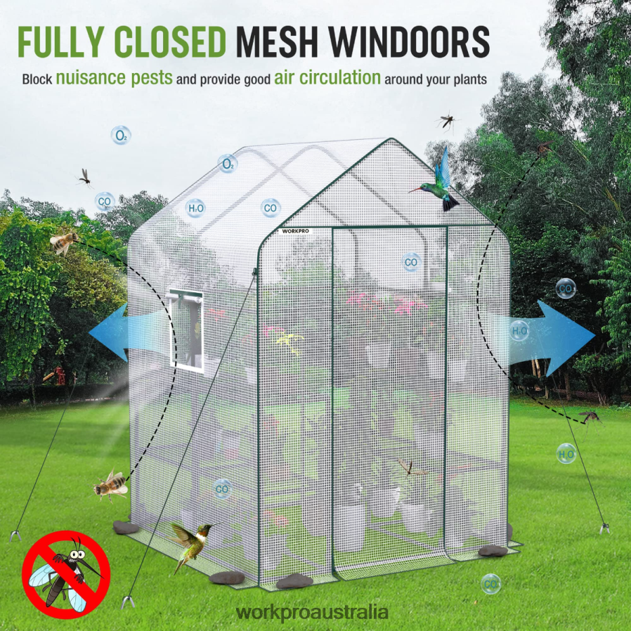 WORKPRO Large 3 Tier 8 ShelvesOutdoor Portable Walk-in Gardening Greenhouse D4R0VT290 Tool Useful