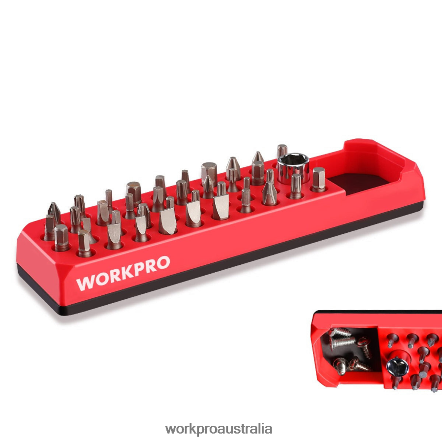 WORKPRO Magnetic Hex 39 Hole Screwdriver Drill Bit Organizer for 1/4 Inch Hex Bit  Drive Bit Adapter D4R0VT132 Tool Red/Blue