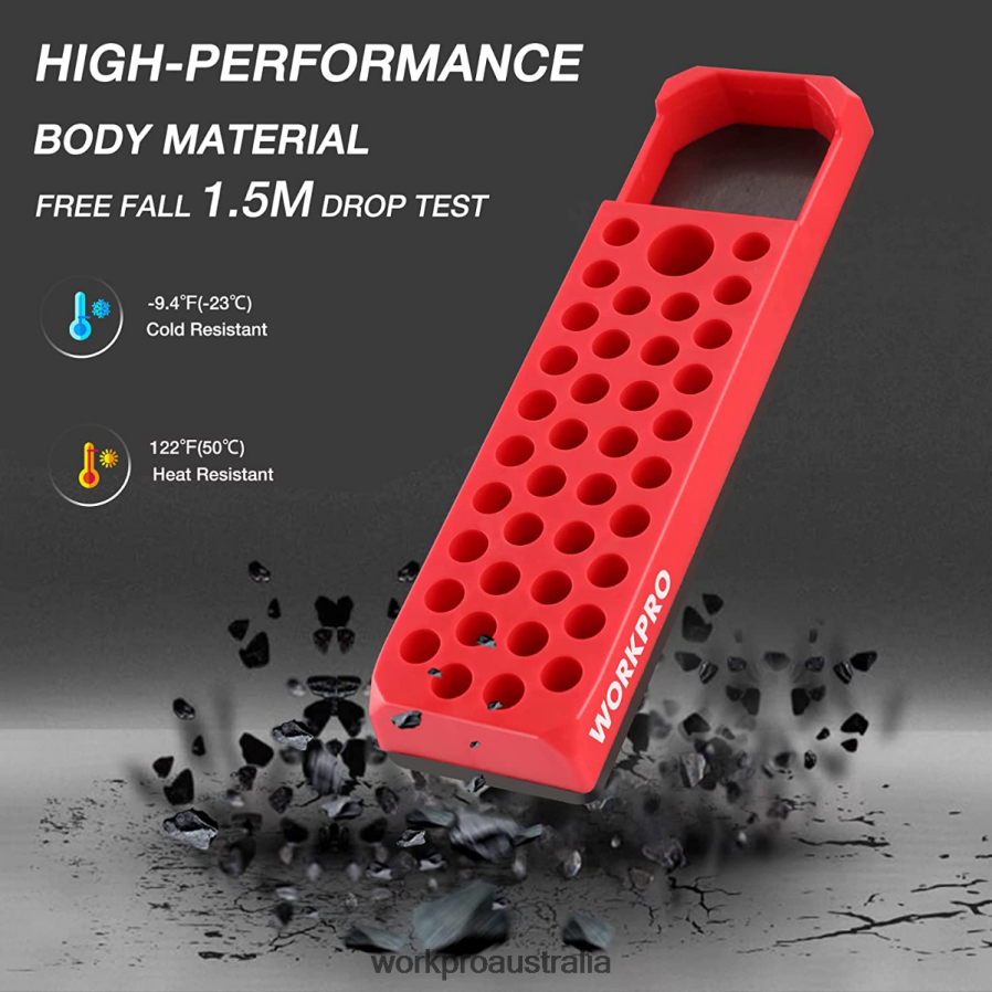 WORKPRO Magnetic Hex 39 Hole Screwdriver Drill Bit Organizer for 1/4 Inch Hex Bit  Drive Bit Adapter D4R0VT132 Tool Red/Blue