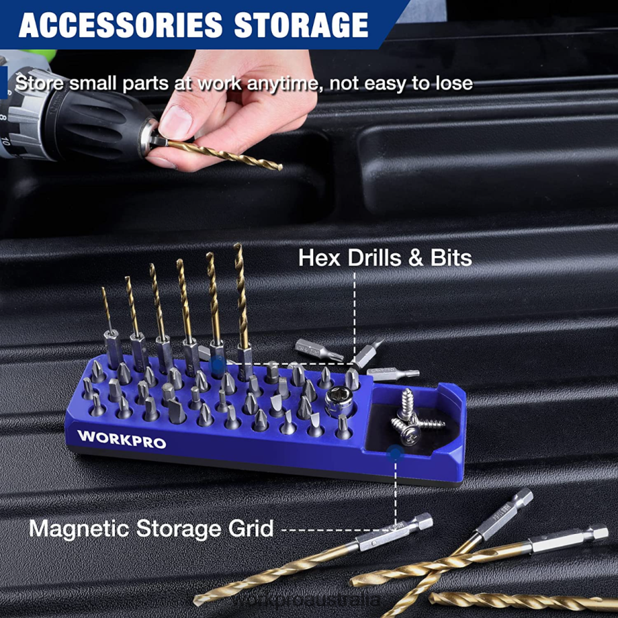 WORKPRO Magnetic Hex 39 Hole Screwdriver Drill Bit Organizer for 1/4 Inch Hex Bit  Drive Bit Adapter D4R0VT132 Tool Red/Blue