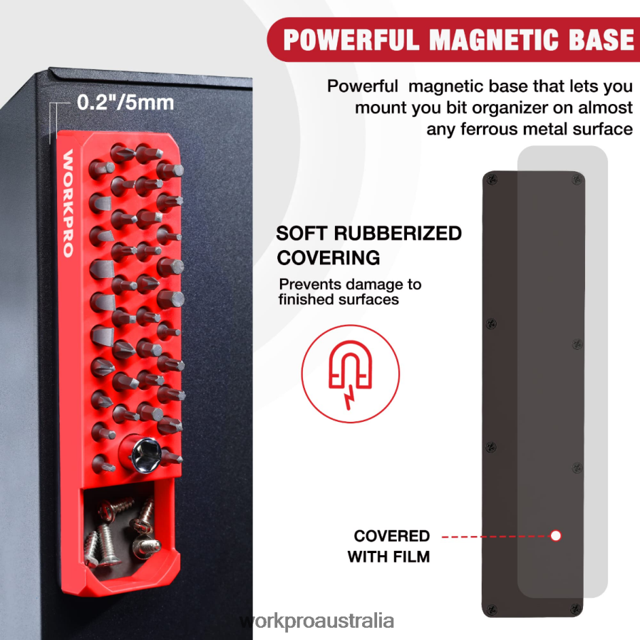 WORKPRO Magnetic Hex 39 Hole Screwdriver Drill Bit Organizer for 1/4 Inch Hex Bit  Drive Bit Adapter D4R0VT132 Tool Red/Blue