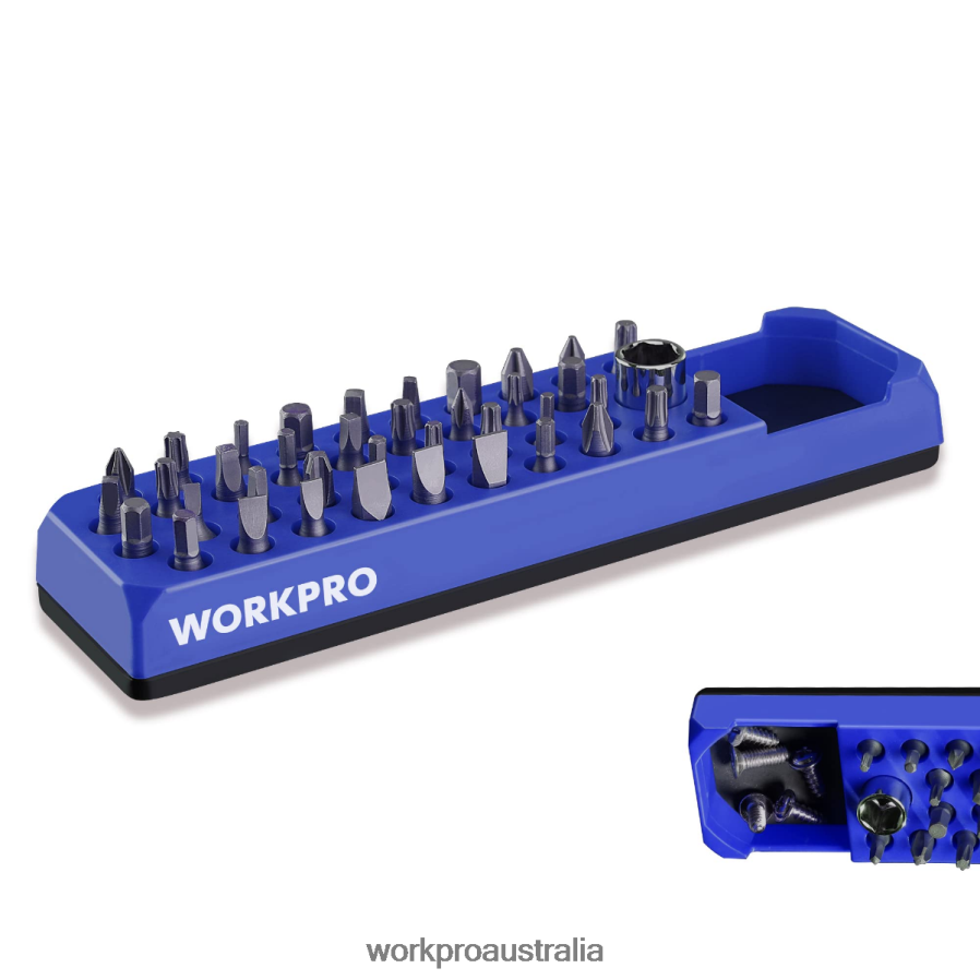 WORKPRO Magnetic Hex 39 Hole Screwdriver Drill Bit Organizer for 1/4 Inch Hex Bit  Drive Bit Adapter D4R0VT132 Tool Red/Blue