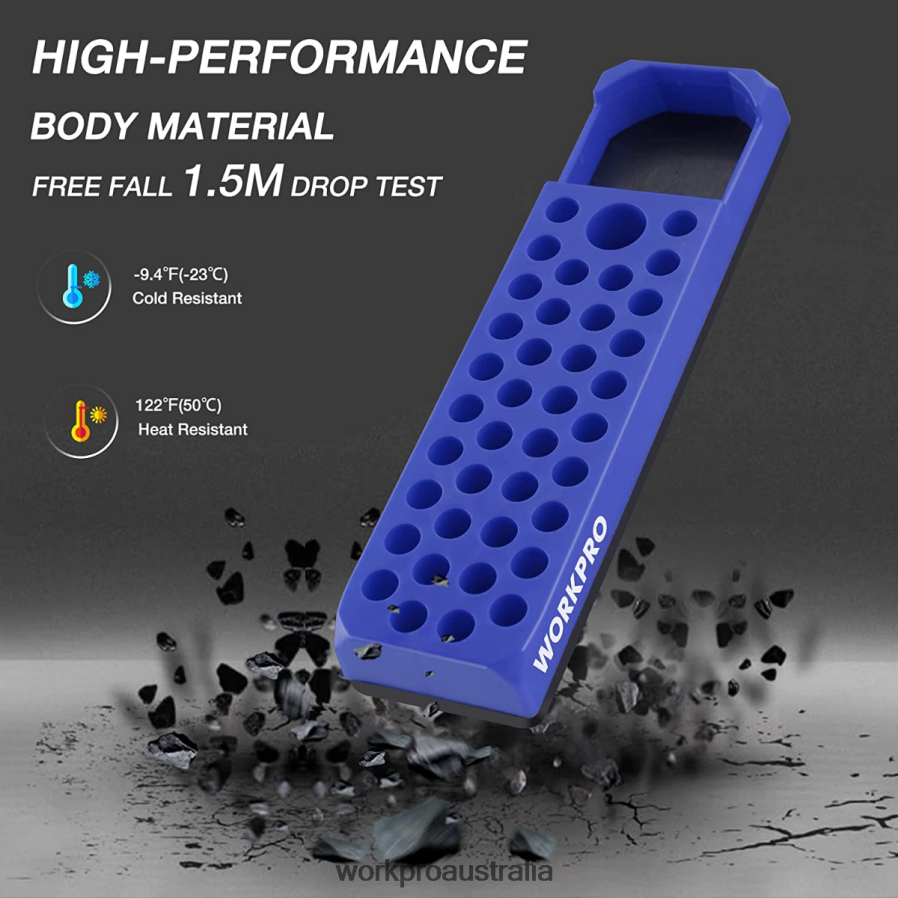 WORKPRO Magnetic Hex 39 Hole Screwdriver Drill Bit Organizer for 1/4 Inch Hex Bit  Drive Bit Adapter D4R0VT132 Tool Red/Blue