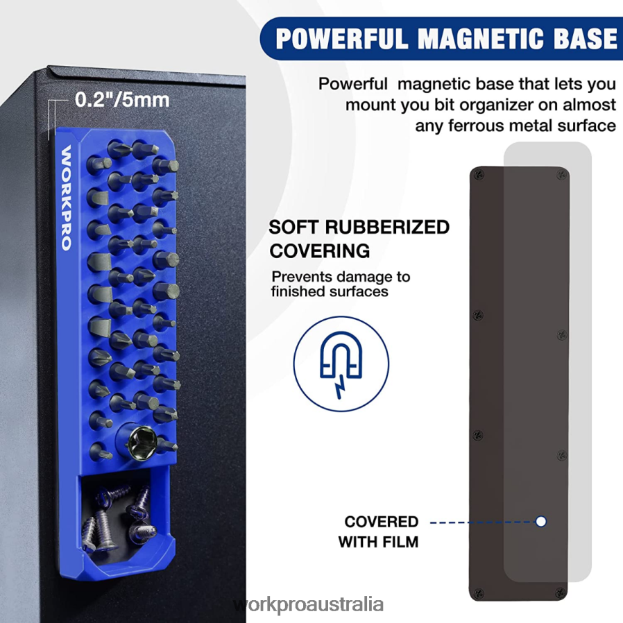 WORKPRO Magnetic Hex 39 Hole Screwdriver Drill Bit Organizer for 1/4 Inch Hex Bit  Drive Bit Adapter D4R0VT132 Tool Red/Blue