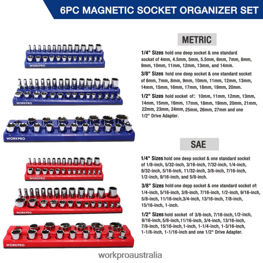 WORKPRO Magnetic Receptacle Organizer Set of 6 D4R0VT126 Tool Morden