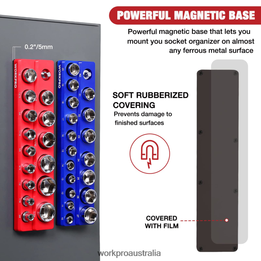 WORKPRO Magnetic Socket Organizer Set D4R0VT131 Tool New