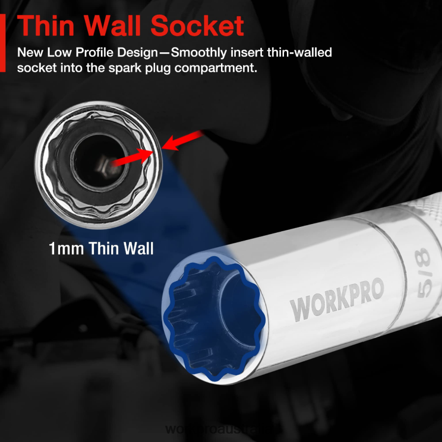 WORKPRO Magnetic Swivel Spark Plug With Thin Wall Socket D4R0VT146 Tool Morden