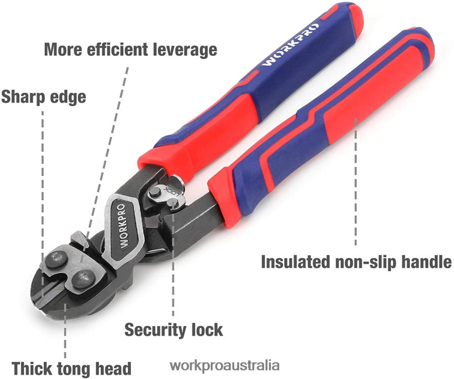 WORKPRO Mini Bolt Cutter with Security Lock  More Efficient Leverage D4R0VT154 Tool Morden
