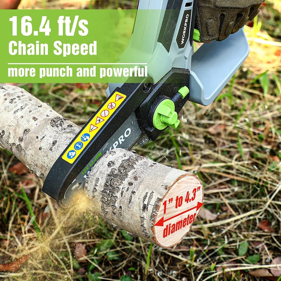 WORKPRO Mini Chainsaw Cordless Electric Compact Chain Saw with 2 Batteries Replacement Guide Bar and Chain D4R0VT291 Tool New