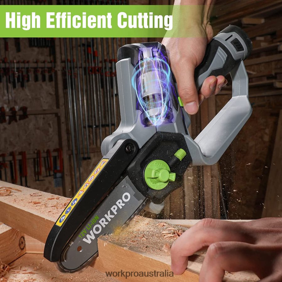 WORKPRO Mini Chainsaw Cordless Electric Compact Chain Saw with 2 Batteries Replacement Guide Bar and Chain D4R0VT291 Tool New