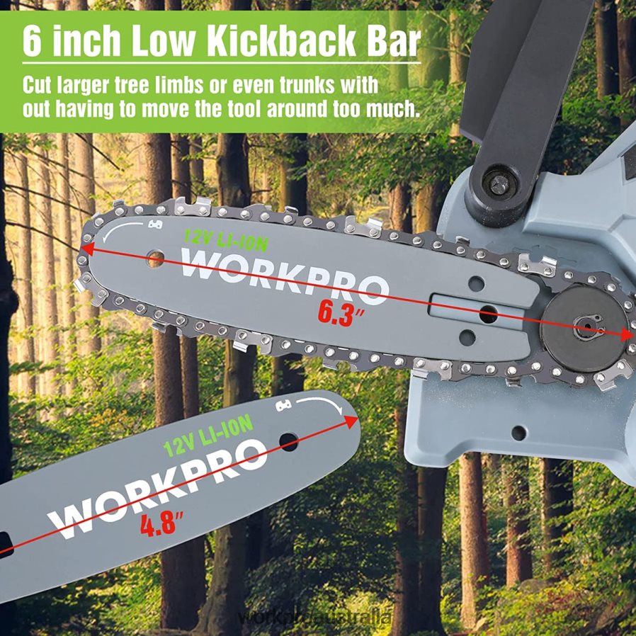 WORKPRO Mini Chainsaw Cordless Electric Compact Chain Saw with 2 Batteries Replacement Guide Bar and Chain D4R0VT291 Tool New