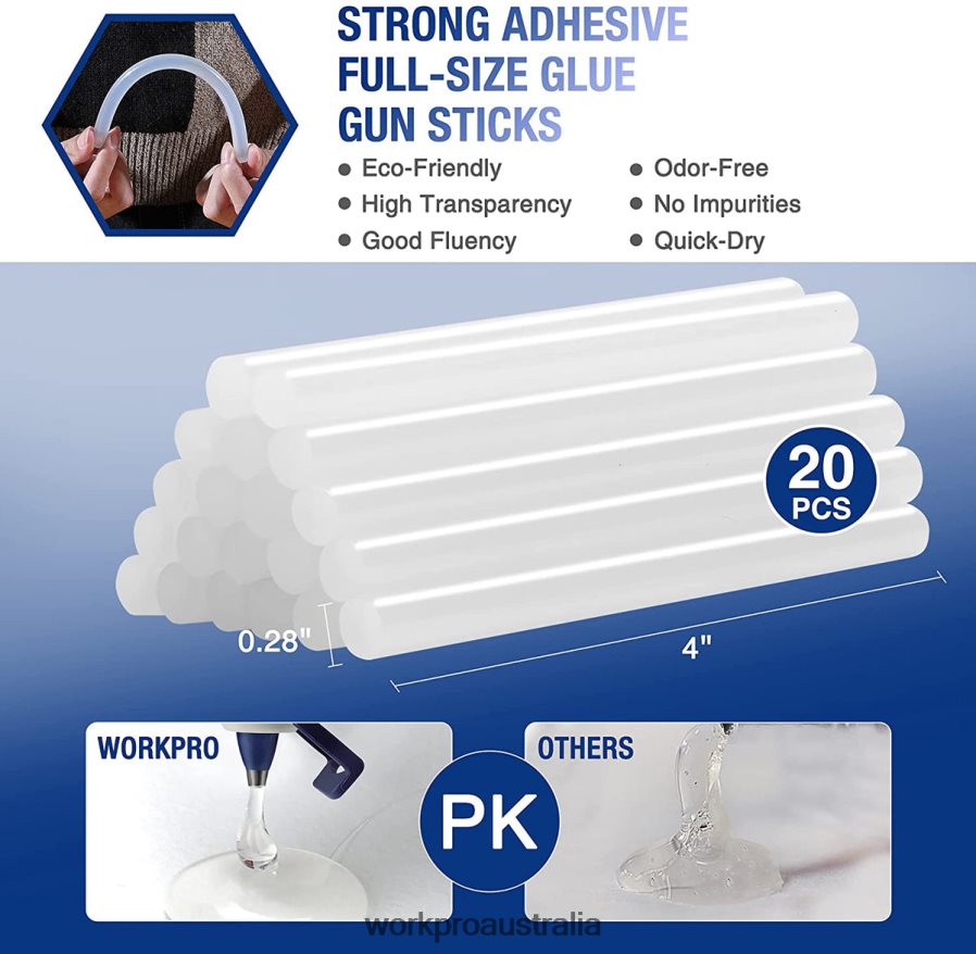 WORKPRO Mini Hot Glue Gun Kit with 20 Pcs Hot Glue Sticks D4R0VT162 Tool Pink/White