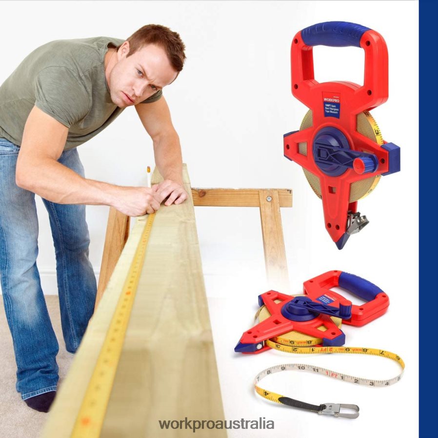 WORKPRO Open Reel Tape Measure with Double Nylon Coated Fiberglass Blade 100 Feet D4R0VT109 Tool New