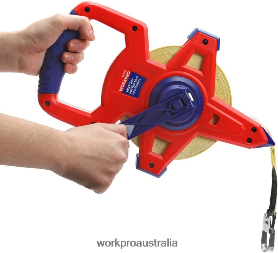 WORKPRO Open Reel Tape Measure with Double Nylon Coated Fiberglass Blade 100 Feet D4R0VT109 Tool New