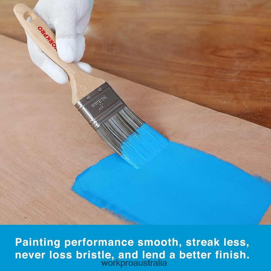 WORKPRO Paint Brushes Set 5 Pcs Professional Flat and Angle Sash Paint Brush with Wood Handle D4R0VT151 Tool Morden