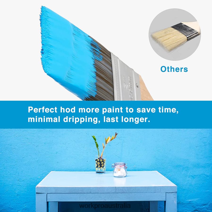 WORKPRO Paint Brushes Set 5 Pcs Professional Flat and Angle Sash Paint Brush with Wood Handle D4R0VT151 Tool Morden