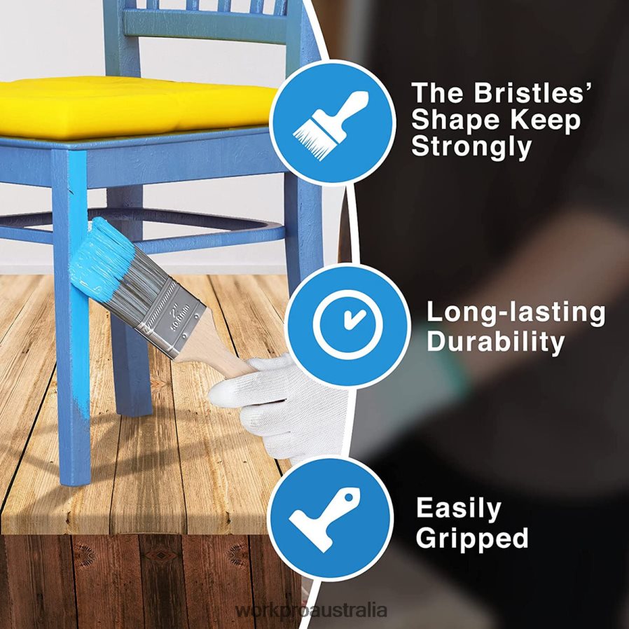 WORKPRO Paint Brushes Set 5 Pcs Professional Flat and Angle Sash Paint Brush with Wood Handle D4R0VT151 Tool Morden