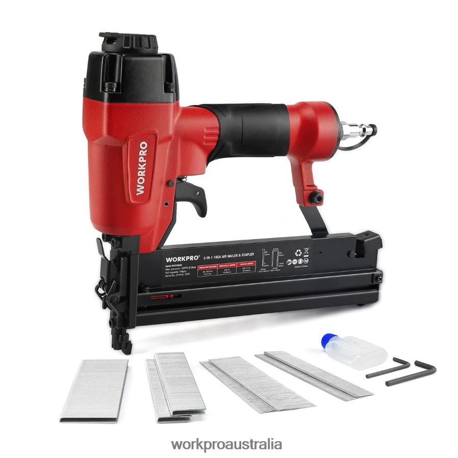 WORKPRO Pneumatic 2 in 1 Brad Nailer with 400pcs Nails/ 300 Pcs Staples D4R0VT181 Tool Morden