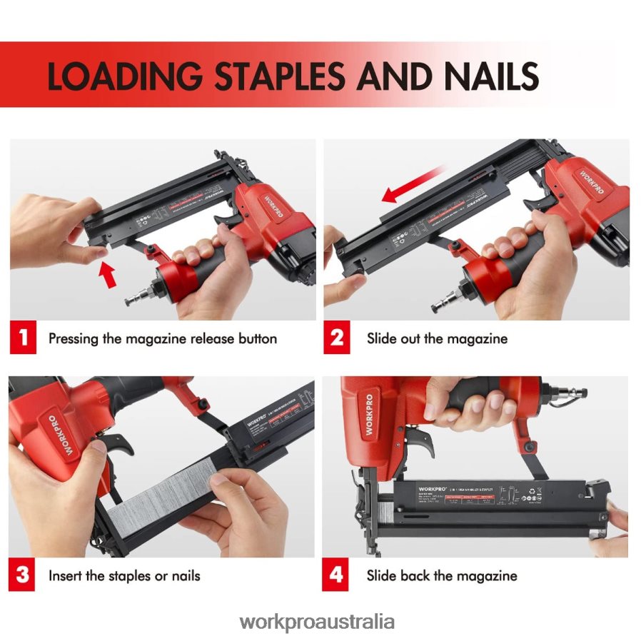 WORKPRO Pneumatic 2 in 1 Brad Nailer with 400pcs Nails/ 300 Pcs Staples D4R0VT181 Tool Morden