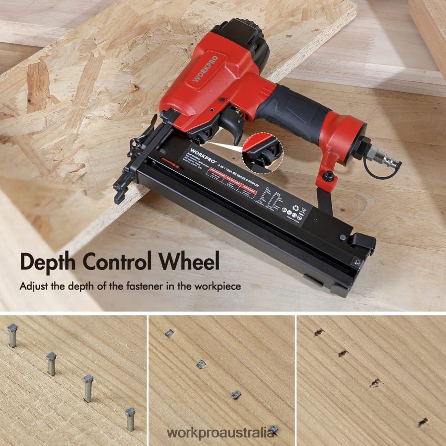 WORKPRO Pneumatic 2 in 1 Brad Nailer with 400pcs Nails/ 300 Pcs Staples D4R0VT181 Tool Morden