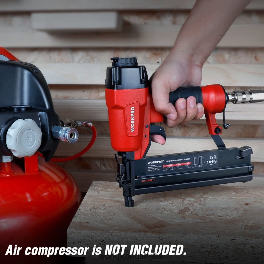 WORKPRO Pneumatic 2 in 1 Brad Nailer with 400pcs Nails/ 300 Pcs Staples D4R0VT181 Tool Morden