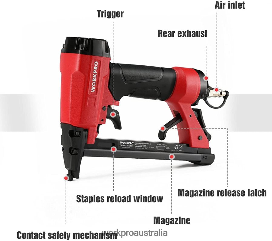 WORKPRO Pneumatic 20 Gauge Staple Gun for Carpentry Woodworking and DIY Projects D4R0VT61 Tool Useful