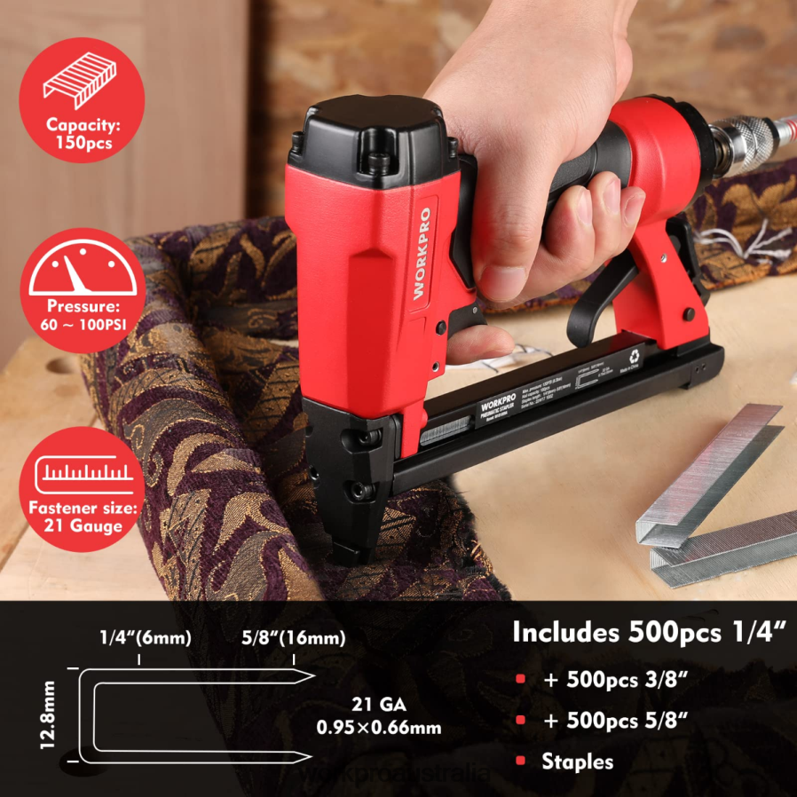 WORKPRO Pneumatic Staple Gun 8016/7116 Upholstery Stapler D4R0VT182 Tool Morden