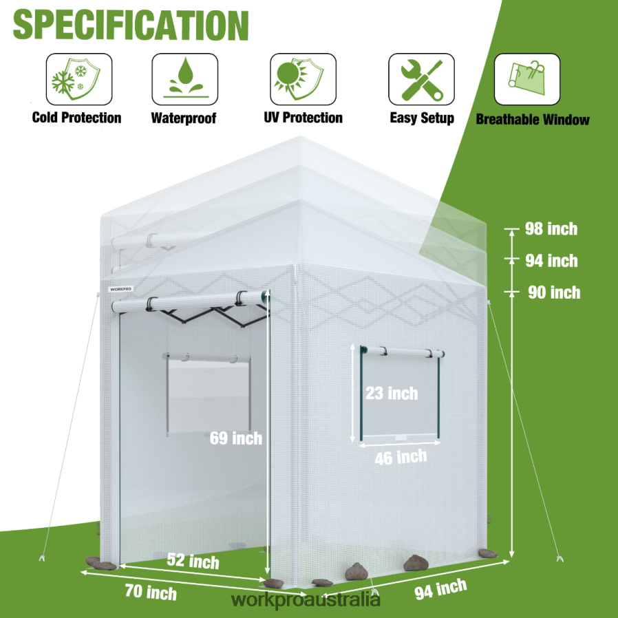 WORKPRO Portable Walk-in Greenhouse D4R0VT289 Tool Useful