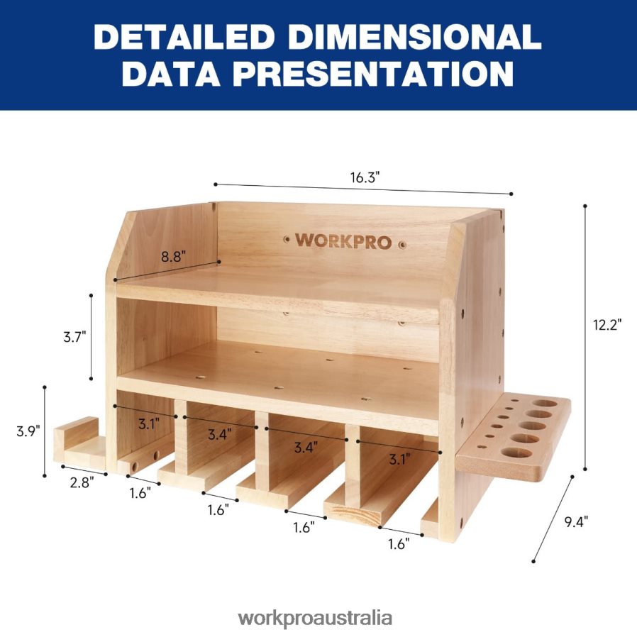 WORKPRO Power Tool Organizer Cordless Drill Holder Storage Wall Mount with 5 Drill Hanging Slots Solid Wooden Tool Storage D4R0VT19 Storage Helpful