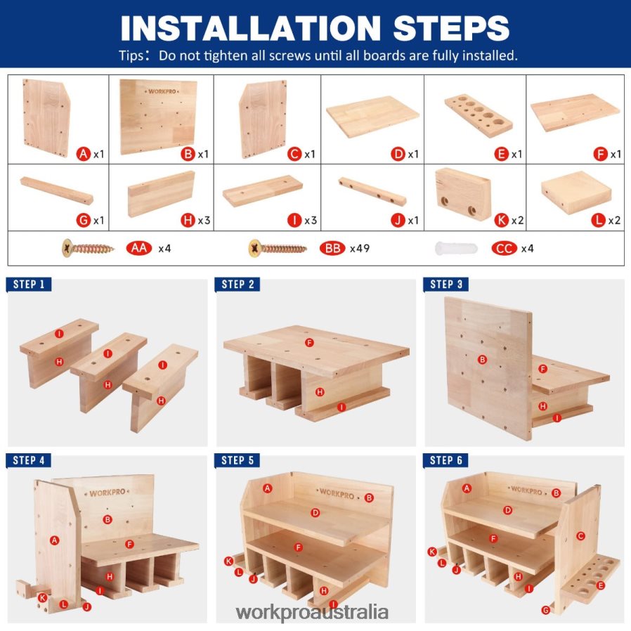 WORKPRO Power Tool Organizer Cordless Drill Holder Storage Wall Mount with 5 Drill Hanging Slots Solid Wooden Tool Storage D4R0VT19 Storage Helpful