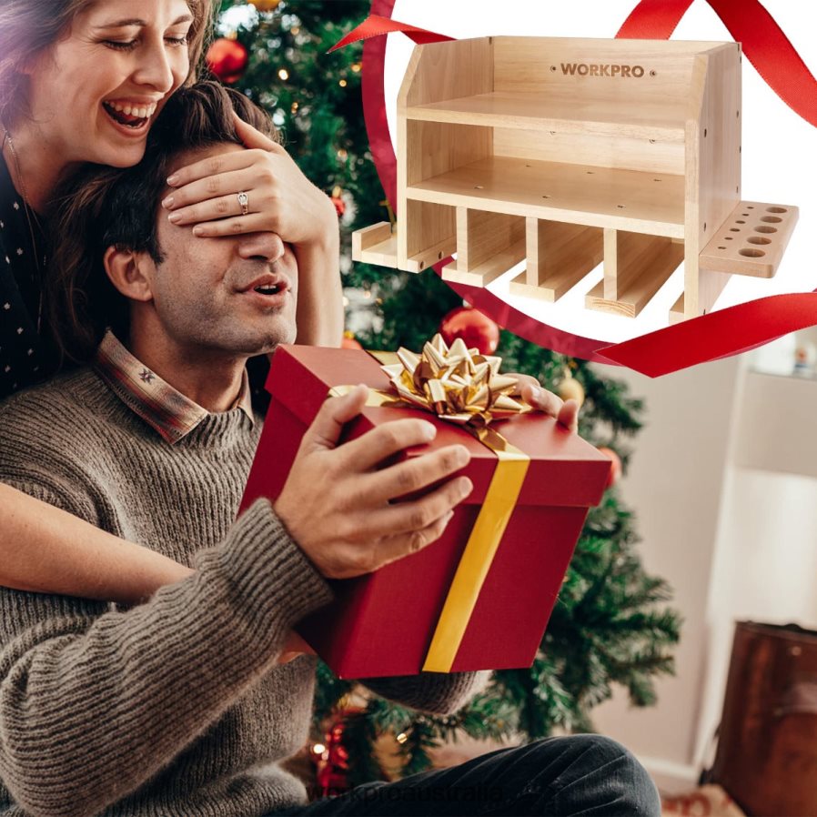 WORKPRO Power Tool Organizer Cordless Drill Holder Storage Wall Mount with 5 Drill Hanging Slots Solid Wooden Tool Storage D4R0VT19 Storage Helpful