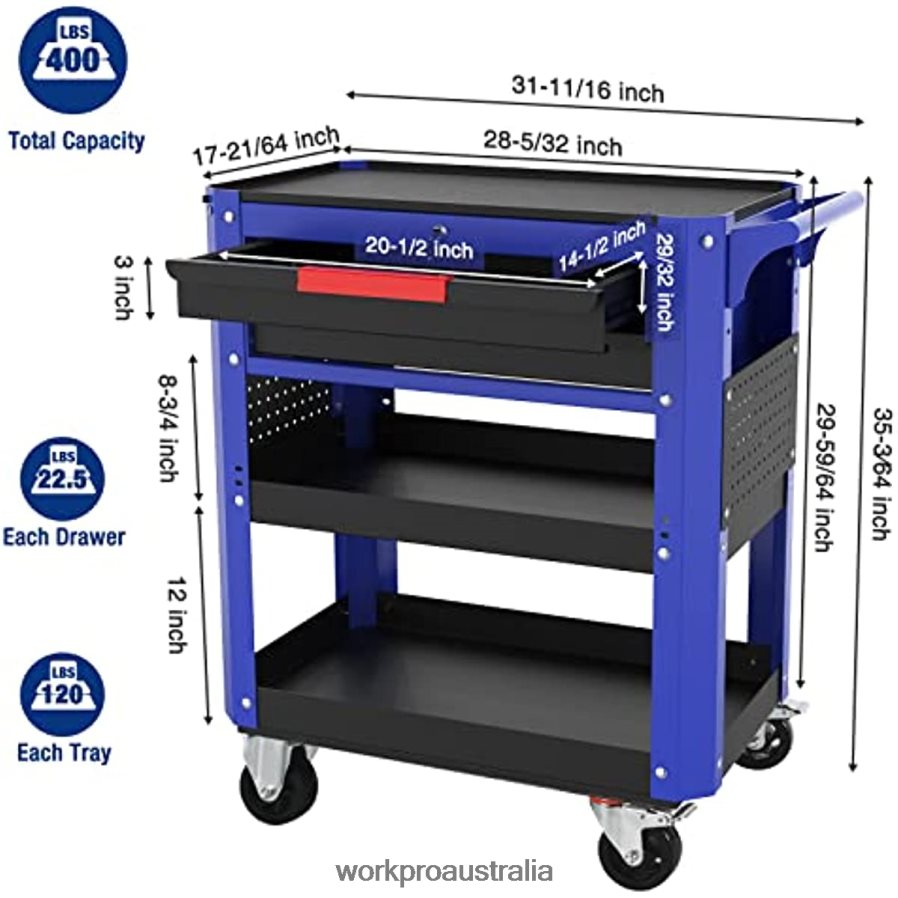 WORKPRO Premium 2-Drawer Rolling Tool Cart Heavy Duty Utility Industrial Service Cart Storage Organizer with Wheels and Locking System D4R0VT16 Storage Useful