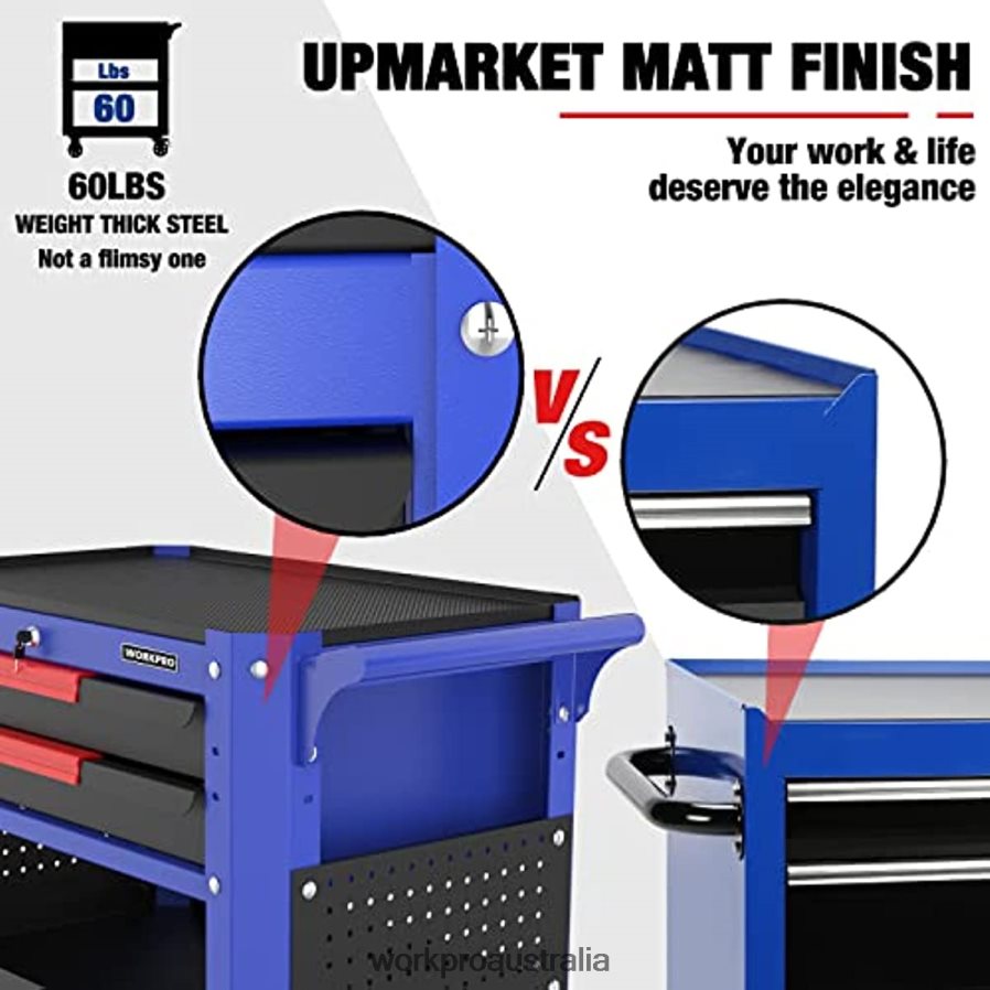 WORKPRO Premium 2-Drawer Rolling Tool Cart Heavy Duty Utility Industrial Service Cart Storage Organizer with Wheels and Locking System D4R0VT16 Storage Useful