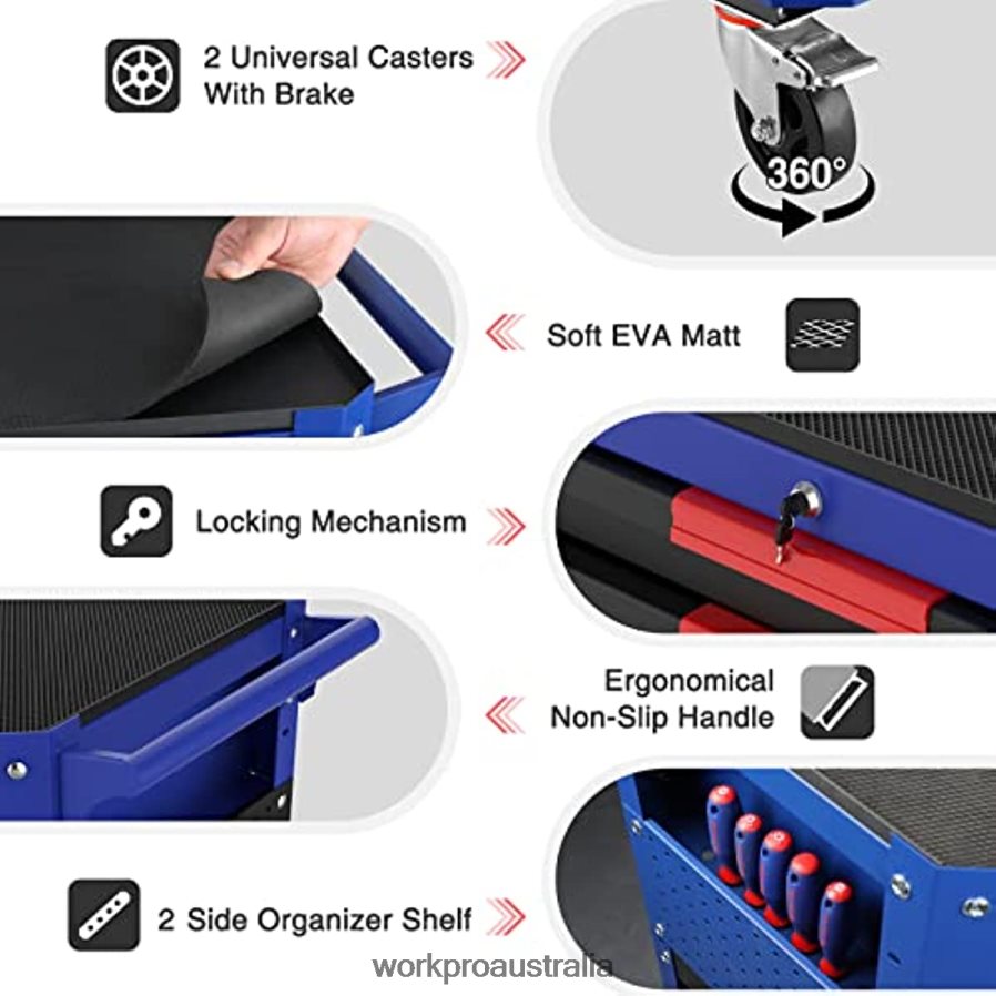 WORKPRO Premium 2-Drawer Rolling Tool Cart Heavy Duty Utility Industrial Service Cart Storage Organizer with Wheels and Locking System D4R0VT16 Storage Useful