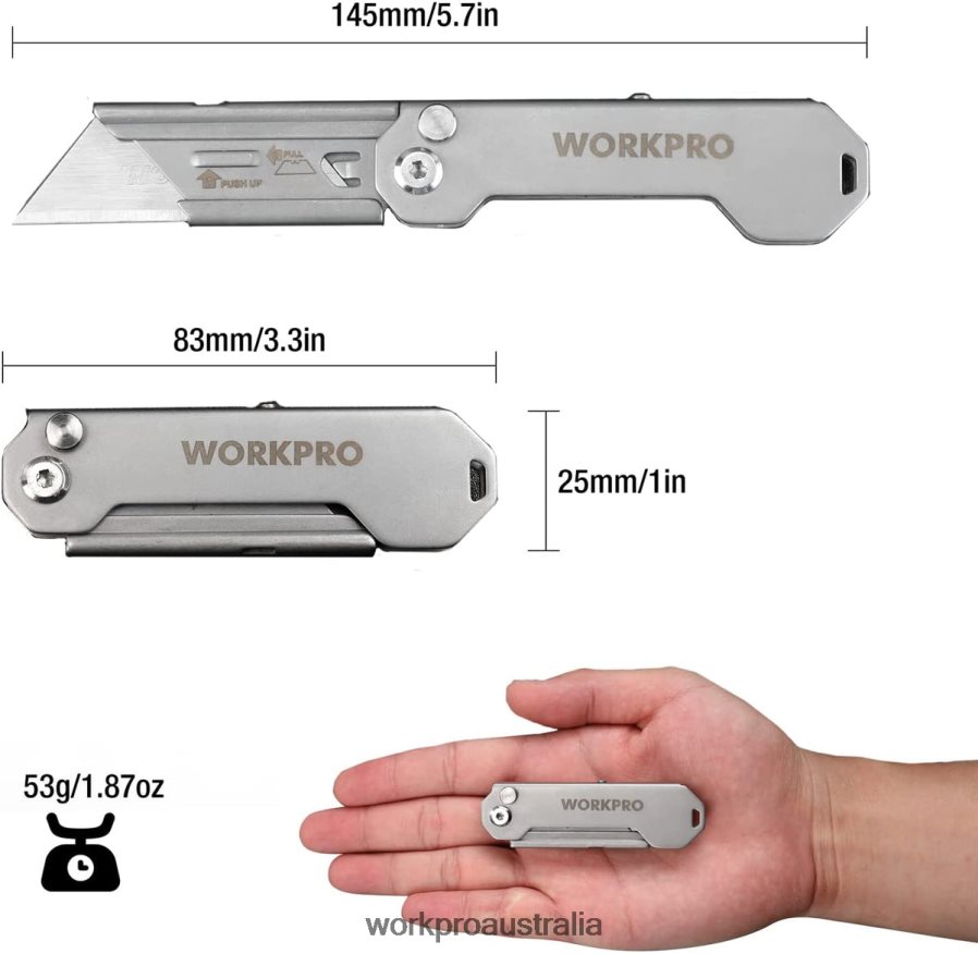 WORKPRO Quick Change Folding Pocket Utility Knife Mini Stainless Steel Folding Knife with Belt Clip D4R0VT47 Tool New