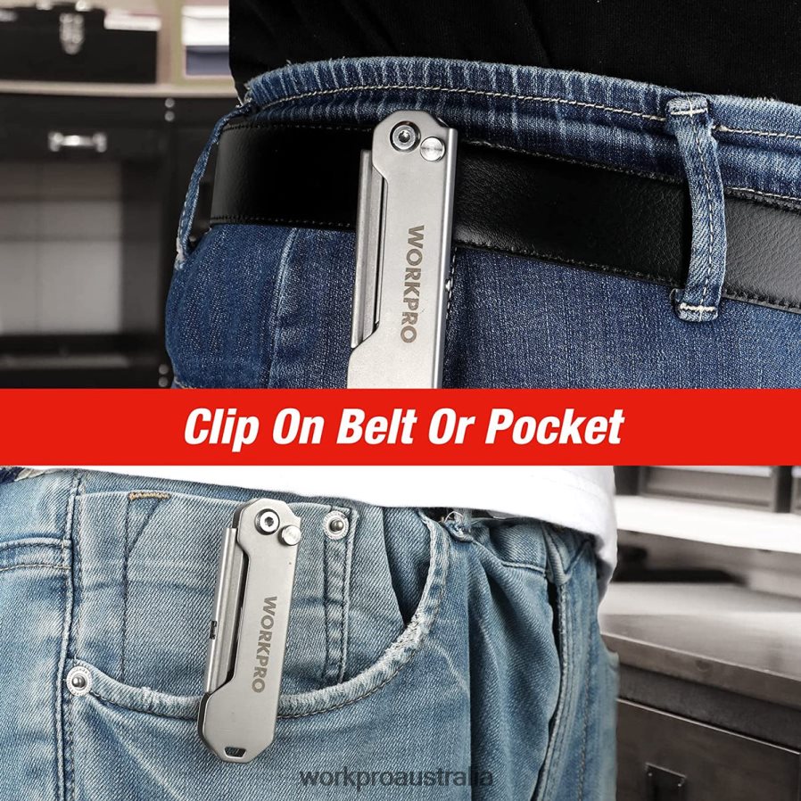 WORKPRO Quick Change Folding Pocket Utility Knife Mini Stainless Steel Folding Knife with Belt Clip D4R0VT47 Tool New