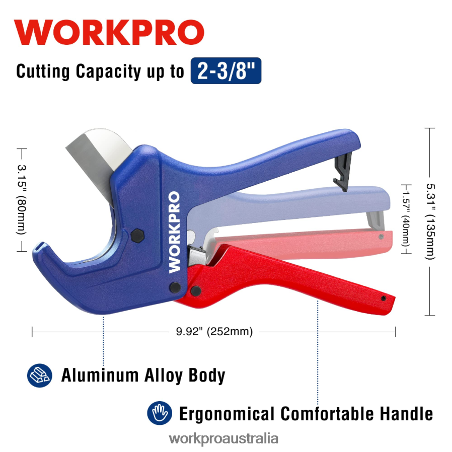 WORKPRO Ratchet PVC Pipe Cutter Tool D4R0VT155 Tool Useful