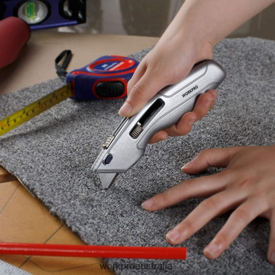 WORKPRO Retractable Utility Knife and Self-retracting Safety Box with 2 Extra Blades Included D4R0VT41 Tool Morden